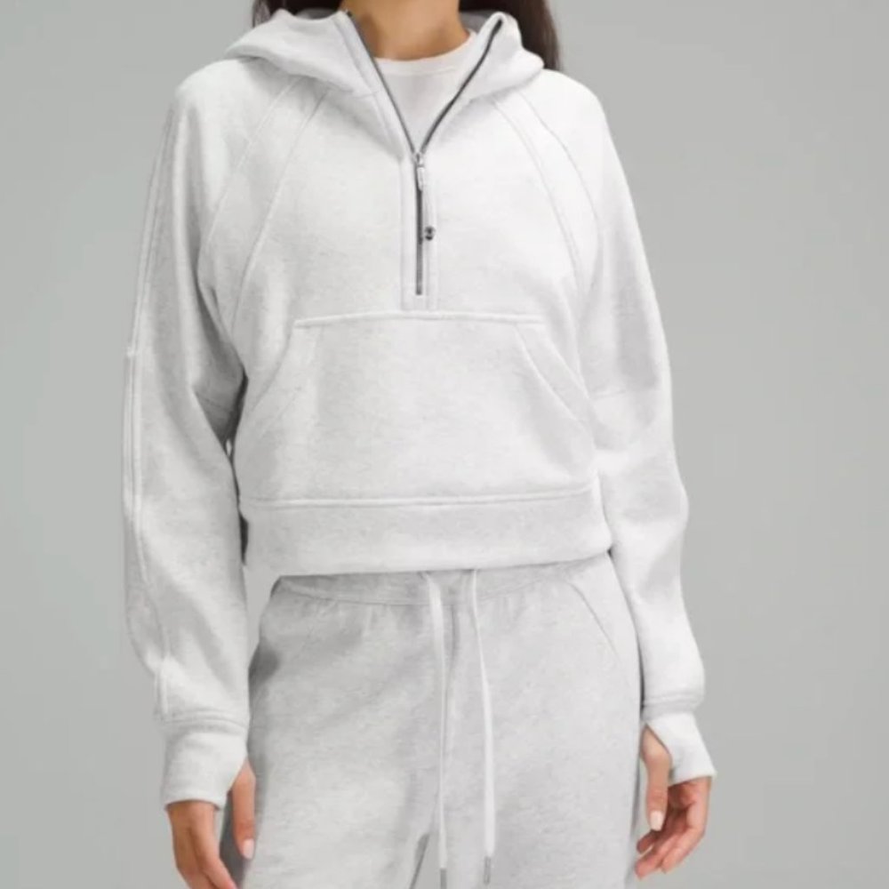 NEW Lululemon Scuba Oversized Half-Zip Hoodie *Plush Heathered Alpine White XS/S
